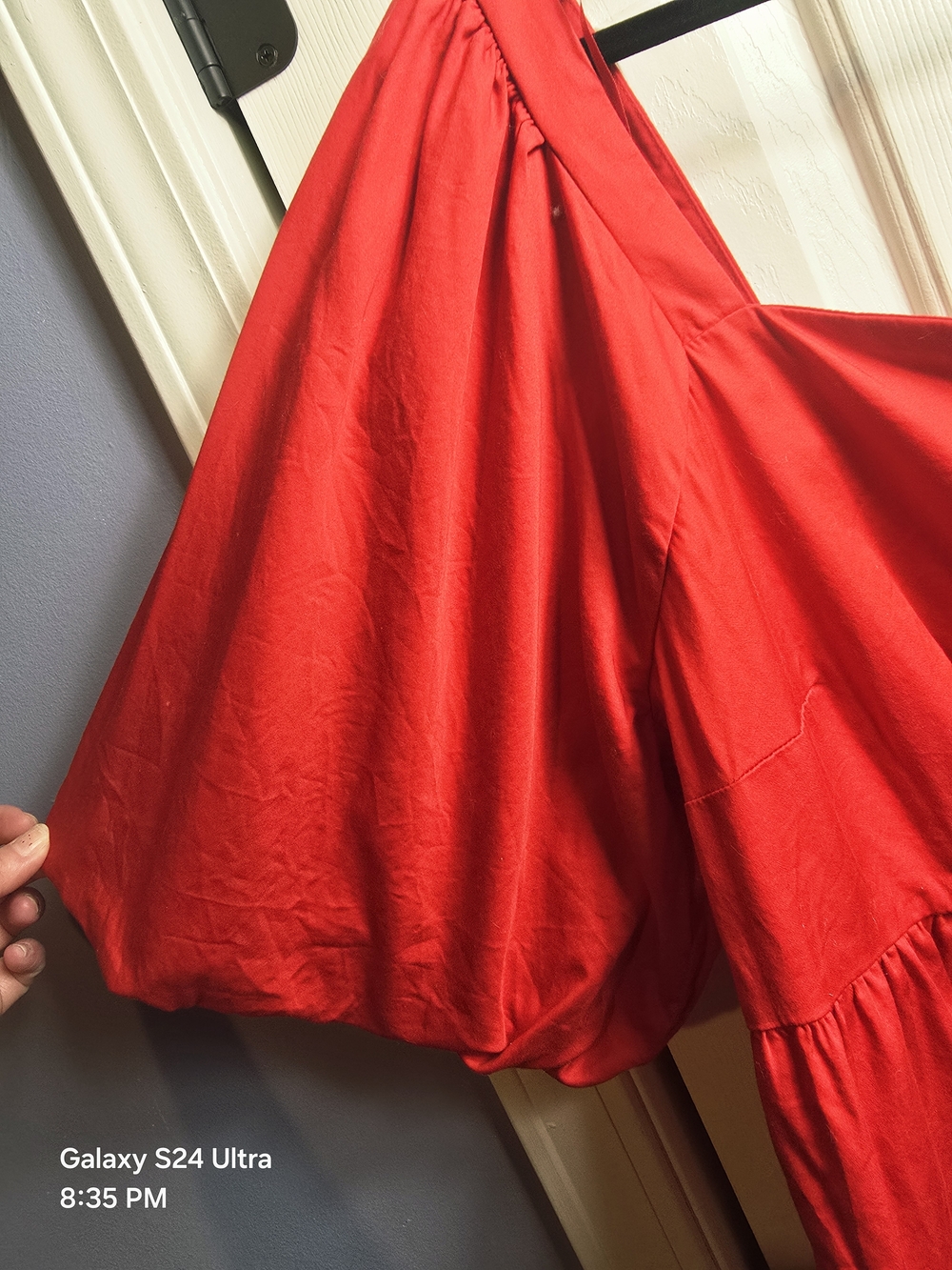 Old Navy Women's Bright Red Square-Neck Babydoll Top with Puff Sleeves - Picture 5 of 5